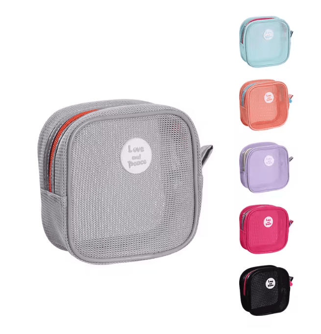 Portable Mesh Cosmetic Bag Zipper Makeup Storage Pouch