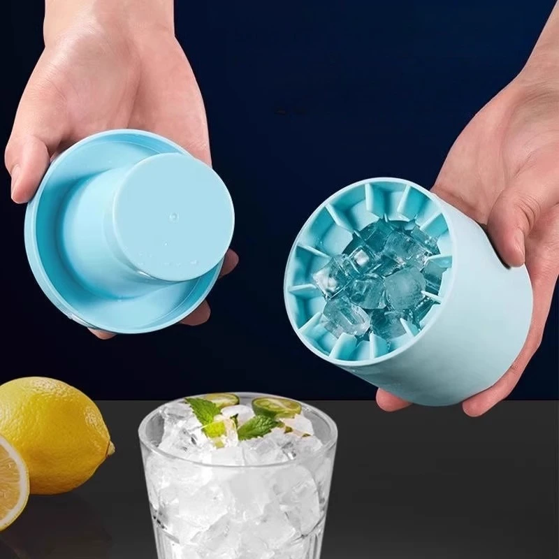Silicone Cylinder Ice Cube Tray with Lid Easy Release Ice Mold for Tumblers and Water Bottles