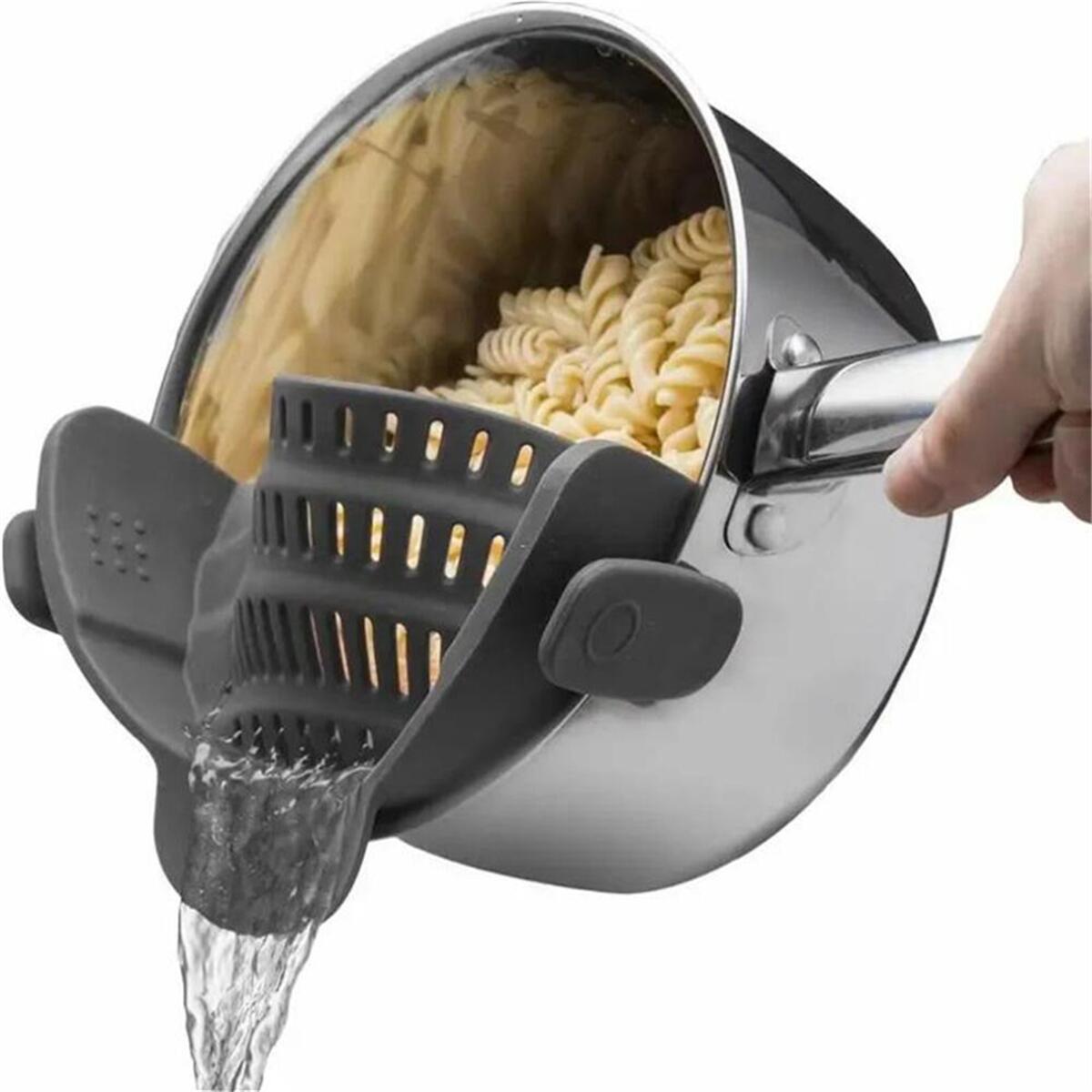 Kitchen Pot Strainer, Adjustable Clip On Strainer for Pots, Pans, and Bowls
