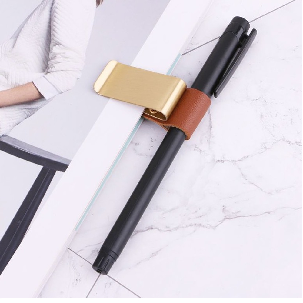 Pen Loop For Notebook, Retro Leather Journal, Pencil Holder Bookmark With Metal Clip, Leather Pen Holder For Journals