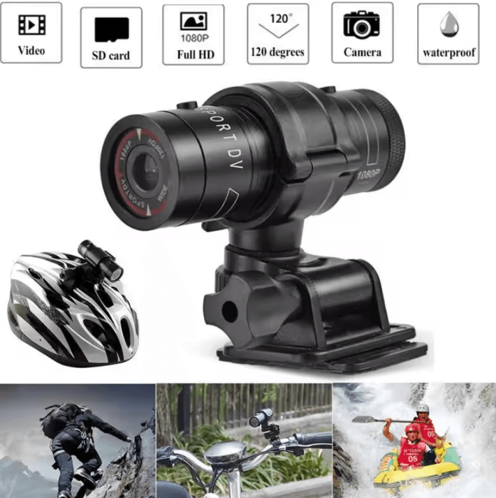 1080P HD Mini Action Camera Waterproof Helmet Sports Cam with Flashlight