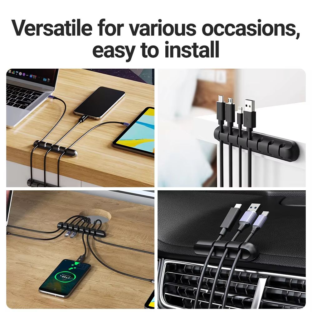 Adhesive Cable Holder Clips Cord Management Wire Organizer for Desktop USB Charging Cable Nightstand Power Cord Mouse Ca