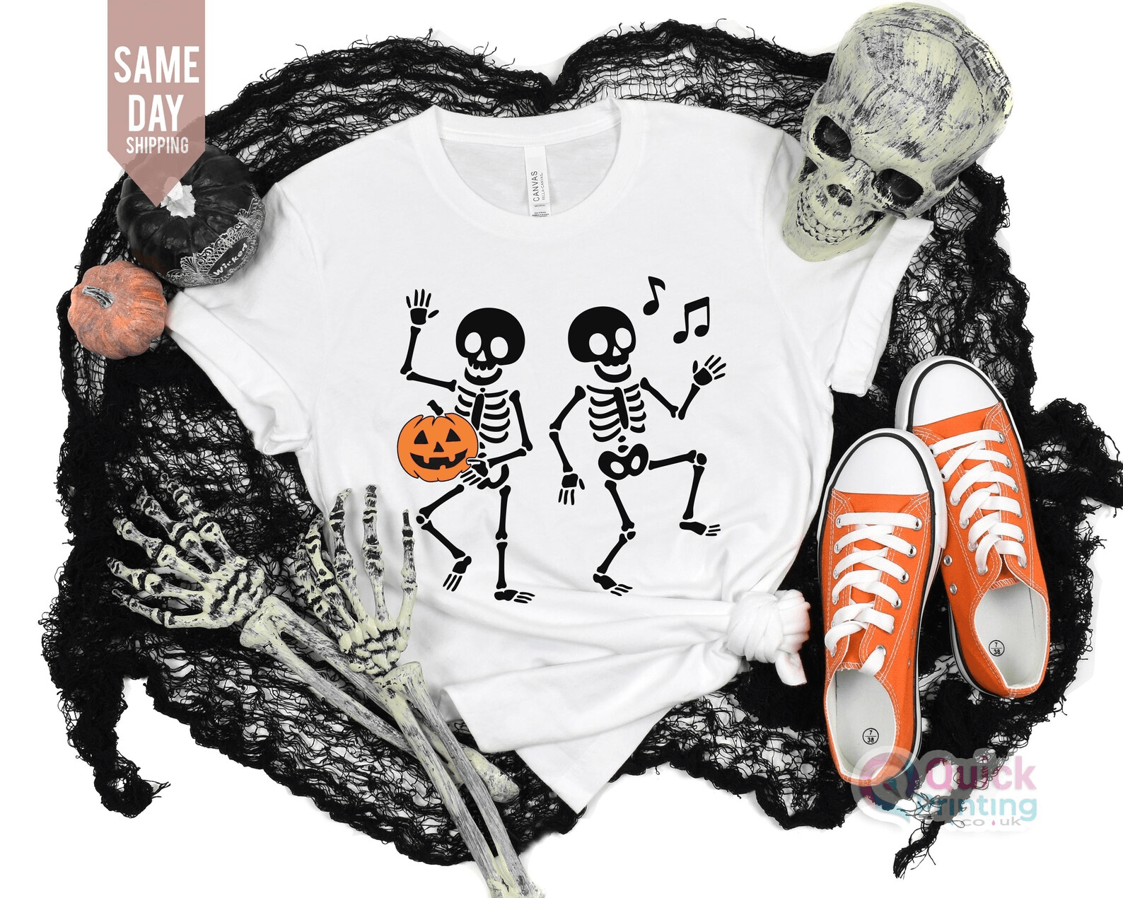 Kids Dancing Skeleton Halloween Shirt – Cute Spooky Skeleton Graphic Tee Soft Cotton Kids Outfit