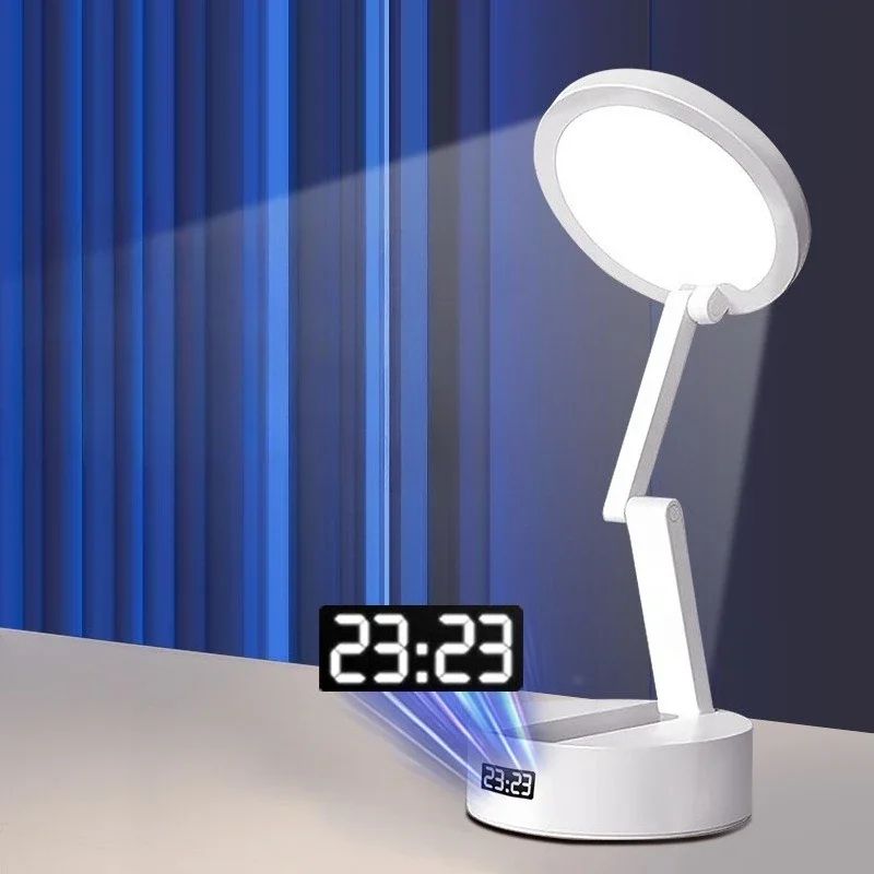 Rechargeable Foldable LED Desk Lamp with Clock