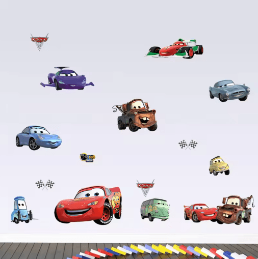3D Cars Wall Stickers Lightning McQueen Kids Room Cartoon Decals