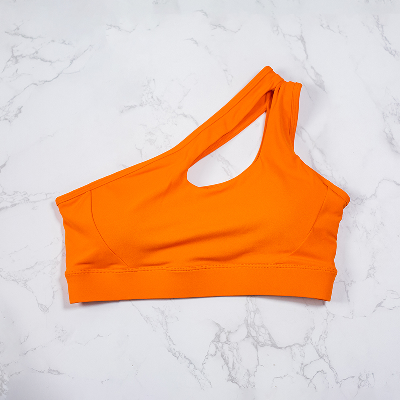 Women One Shoulder Yoga Bra, Running Gym Top, Fitness Sports Bra for Outdoor Sports