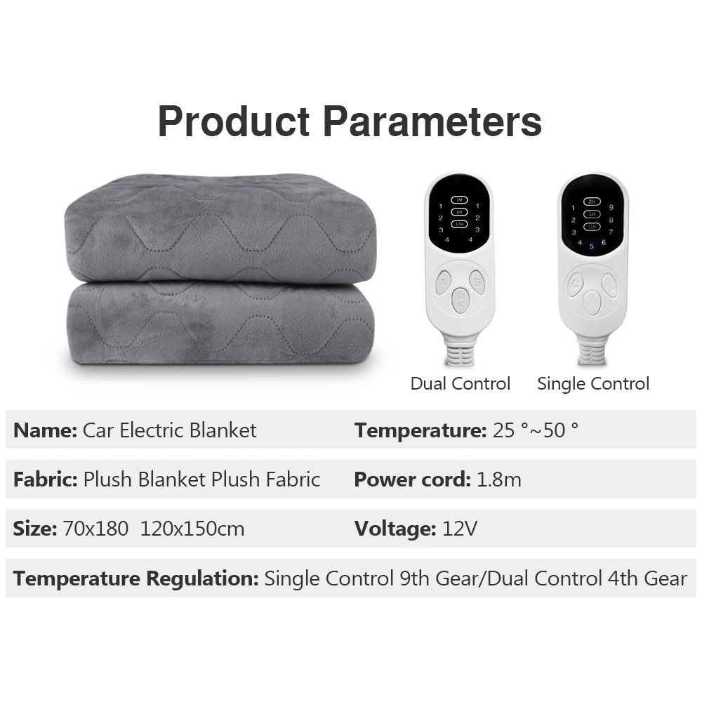 12V Electric Blanket Plush Heated Mattress for Car and RV Travel