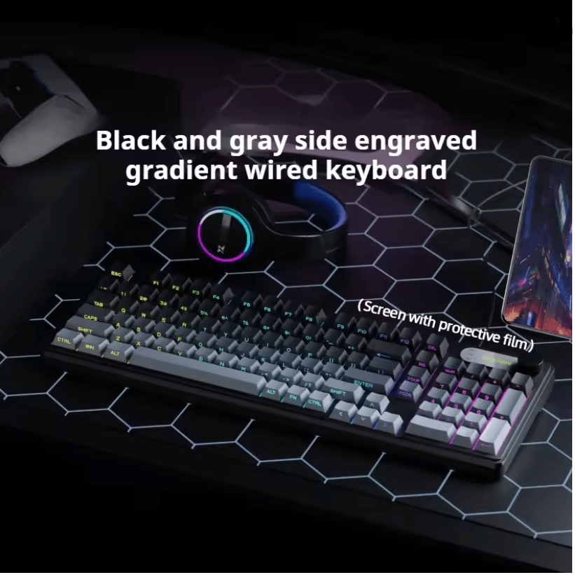 EWEADN GS75 RGB Gaming Keyboard with Knob and Side Printed Gradient Keycaps
