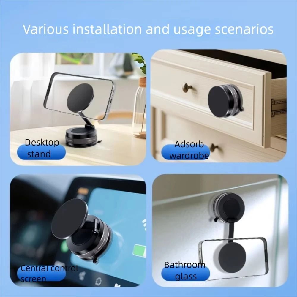 Vacuum Magnetic Phone Holder with Adjustable Suction Cup Stand