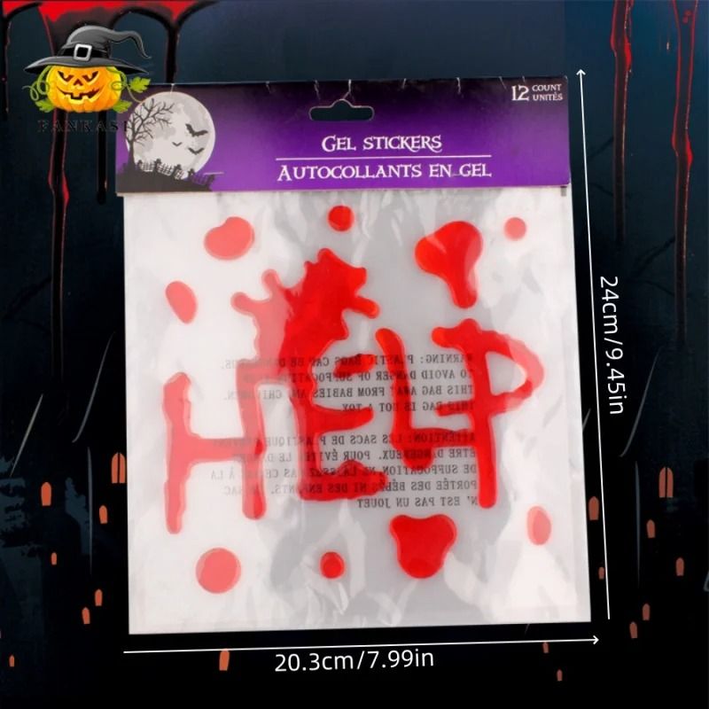Static Cling Halloween Window Sticker With Blood Handprint Design