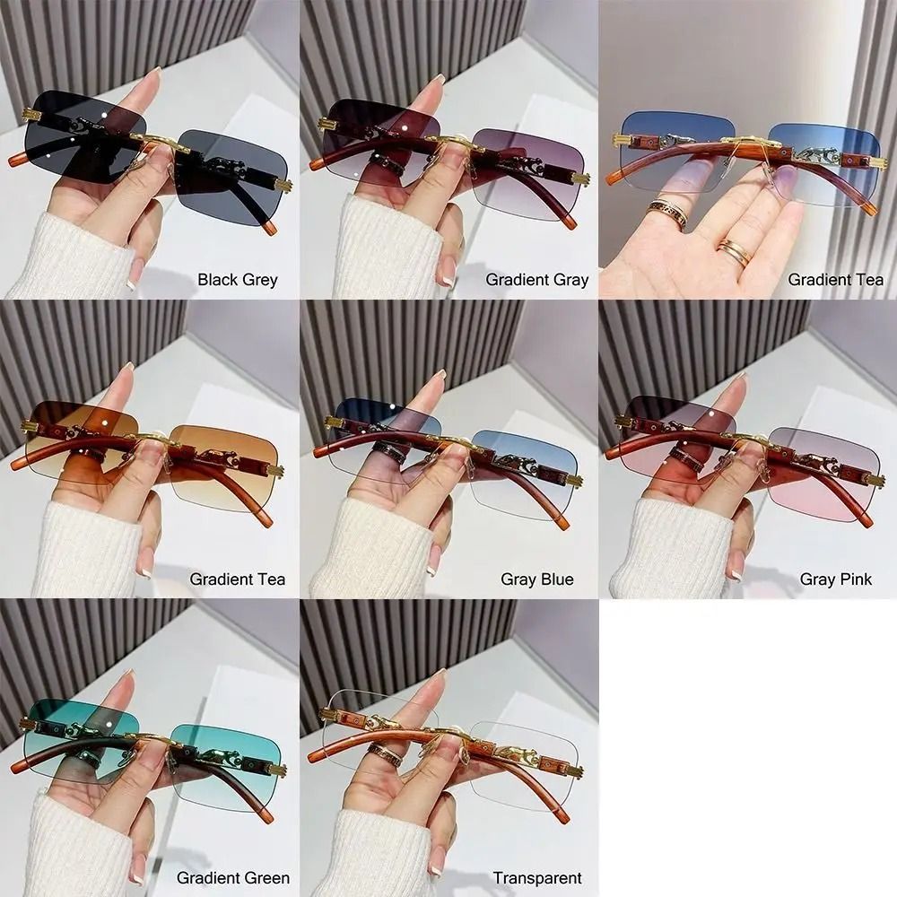 Rimless Cut-Edge Sunglasses – Metal Temple Retro Shades – High-Yield Optical Interaction Hub