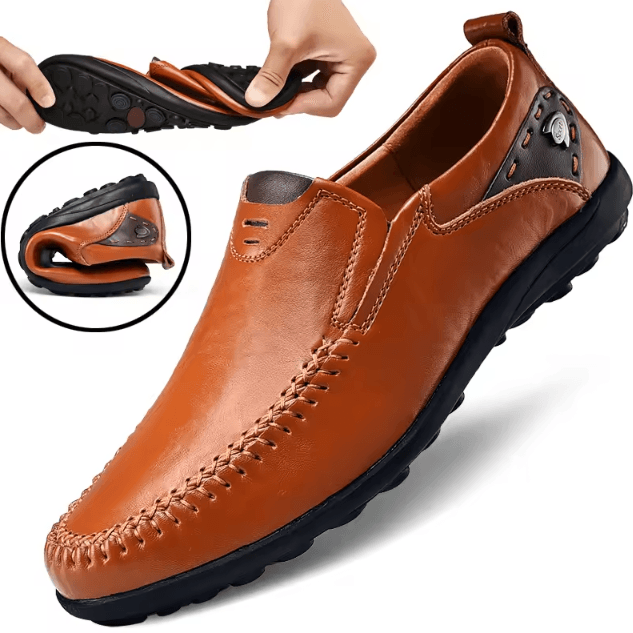 Mens Genuine Leather Casual Handmade Flat Platform Walking Outdoor Loafers Breathable Sneakers