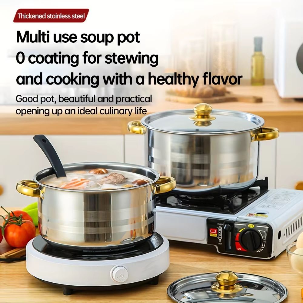 5-Piece Golden Stainless Steel Cookware Set – Non-Stick, Scratch-Resistant, Dishwasher-Safe Pots and Pans
