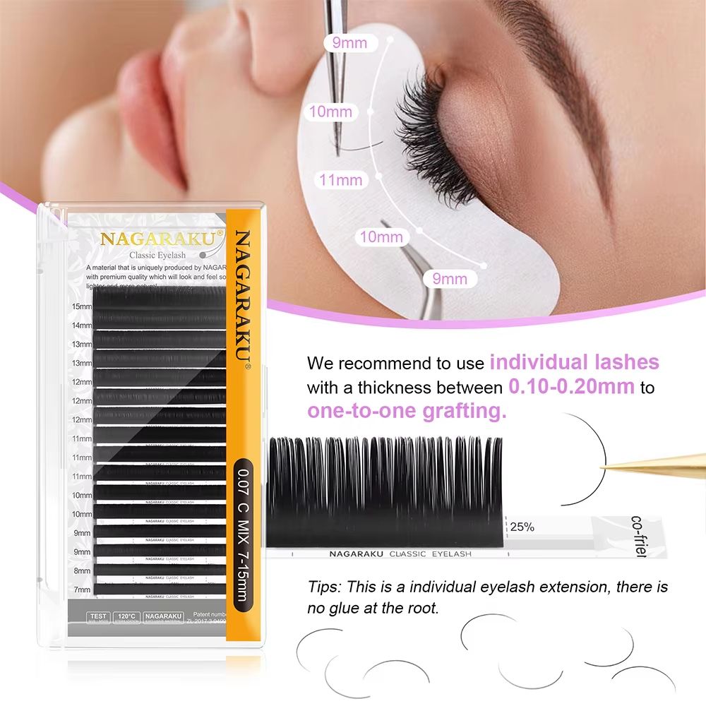 Classic Faux Mink Individual Eyelash Extensions 16-Row Mix 7-15 mm Tray