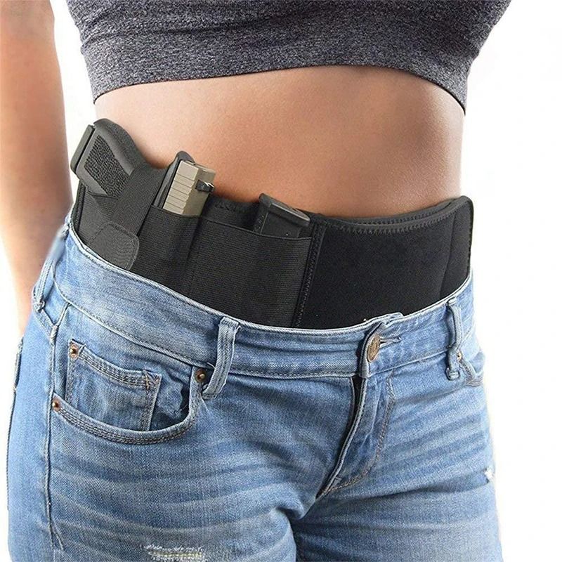 Tactical Pistol Holster Right Hand Elastic Belt Band Concealed Carry Waistband Holster