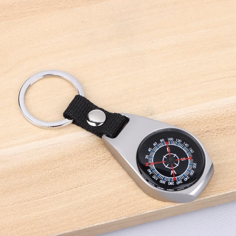 Portable compass keychain with carabiner clip for camping and hiking navigation