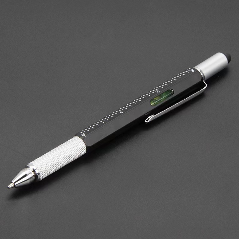 Multifunction Ballpoint Pen with Ruler, Screwdriver, Stylus, and Spirit Level