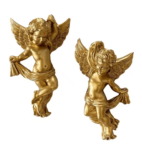 Cute Cherub Angel Wall Hanging Resin Angel Ornament Set for Room Decor