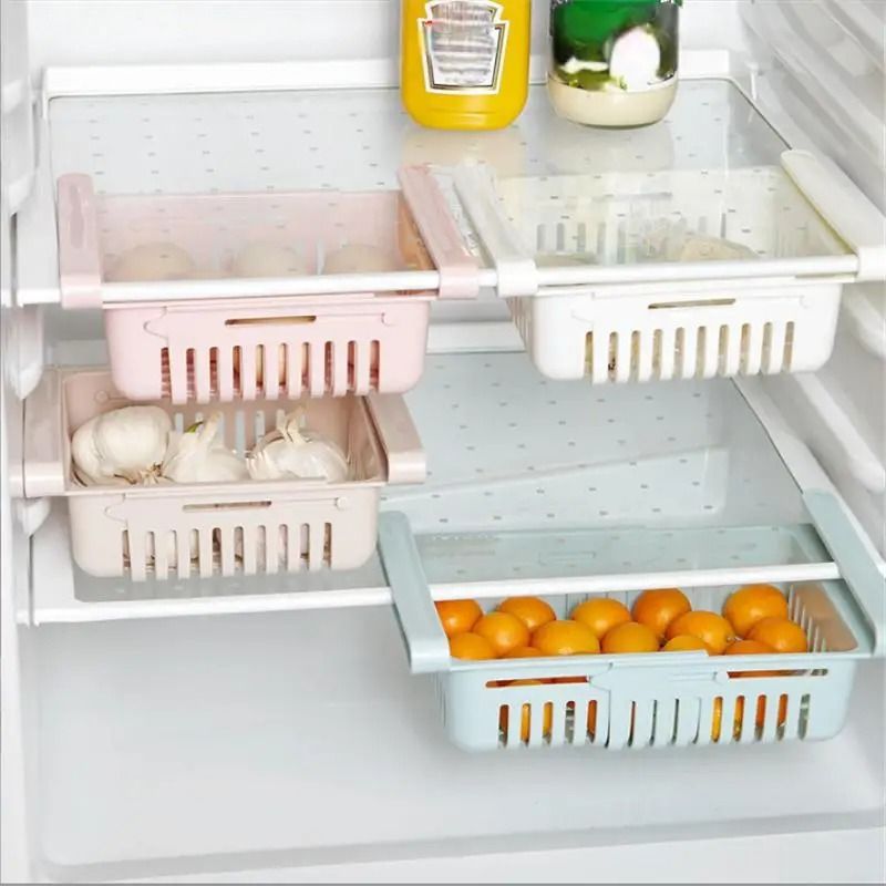 Expandable Refrigerator Storage Basket Drawer Organizer Clip On Fridge Rack