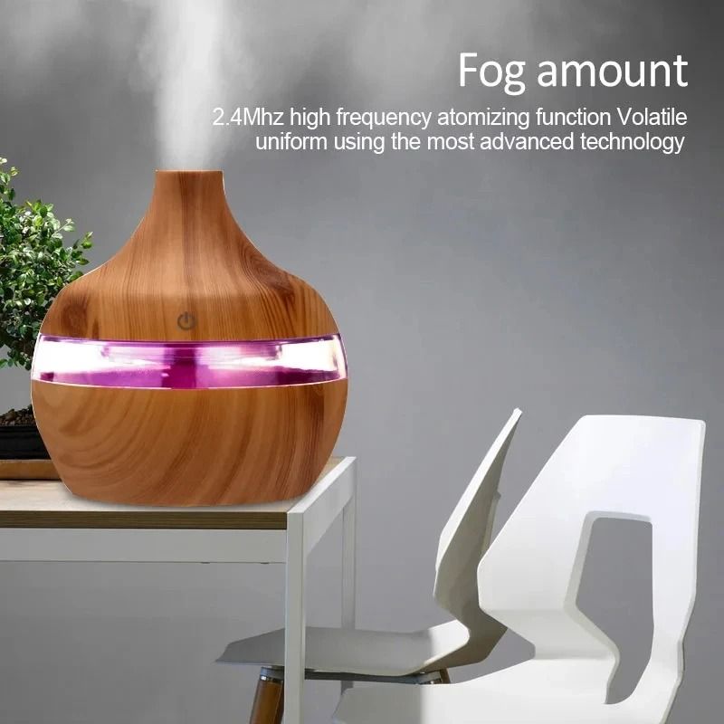 Electric Wood Grain Aroma Diffuser and Cool Mist Humidifier 300ml
