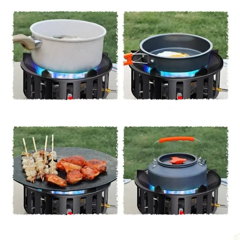 7-Core High-Power Camping Stove – 19800W Portable Windproof Gas Burner with Electronic Ignition
