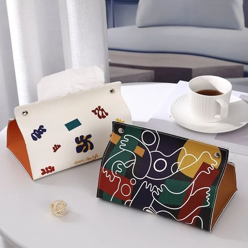Minimalist PU Leather Tissue Box Cover – Elegant Home & Office Organizer