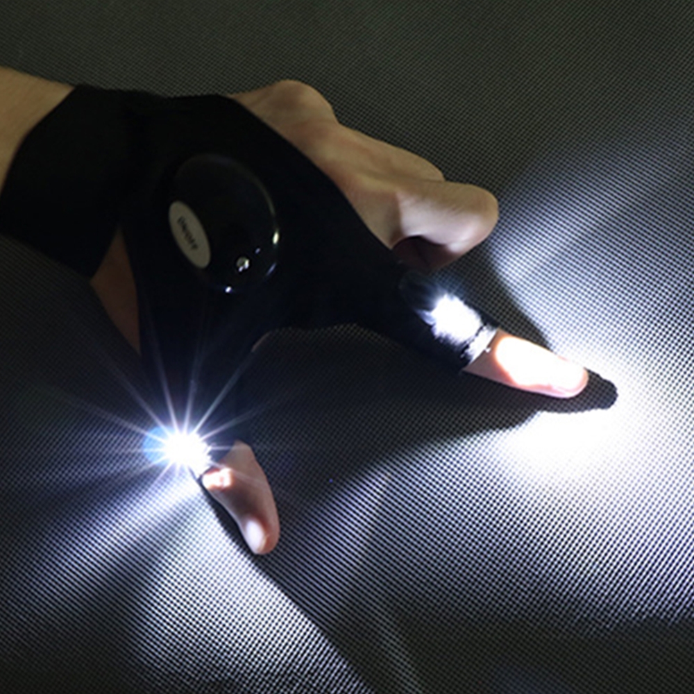 LED Waterproof Flashlight Gloves for Hiking, Running, Cycling, Camping, Fingerless Outdoor Gear
