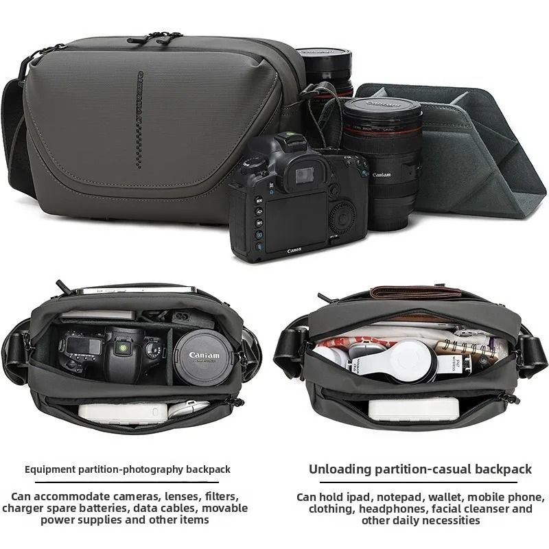 Mens Crossbody Camera Bag Compact One Shoulder DSLR Camera Pouch