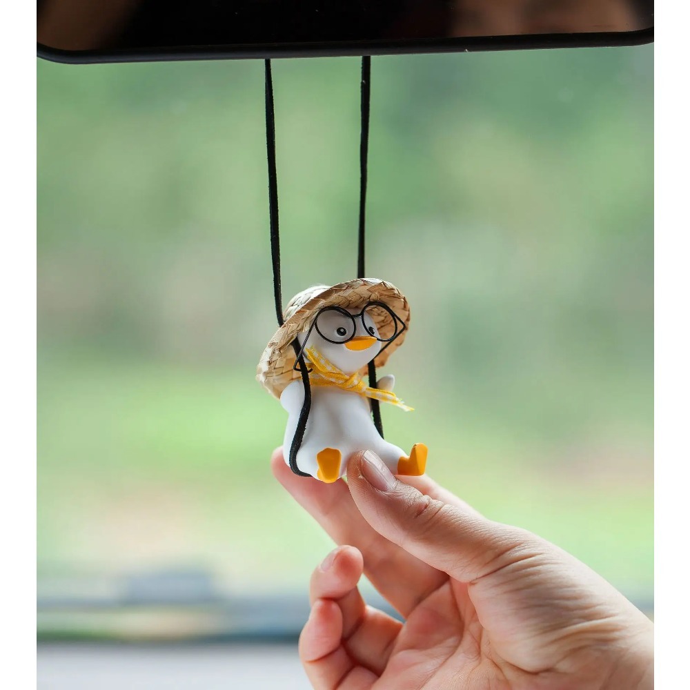 Holiday Swing Duck With Glasses, Car Pendant Cute Swing Duck, Car Interior Decoration, Rearview Mirror Pendant For Car