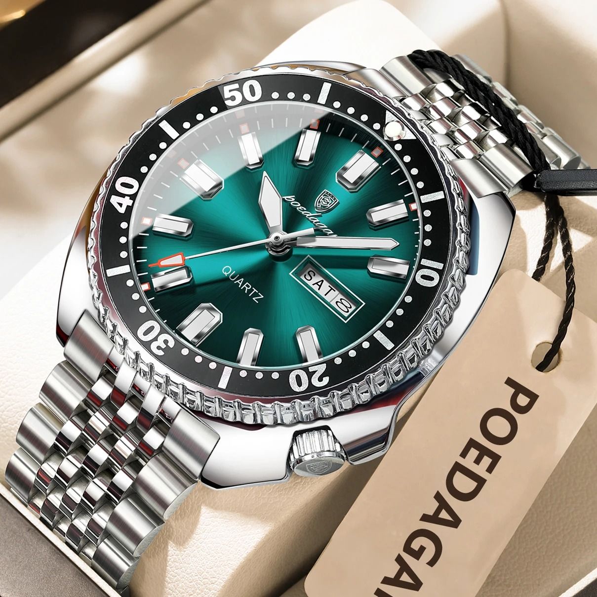 Poedagar Business Men Watch Waterproof Luminous Date Week