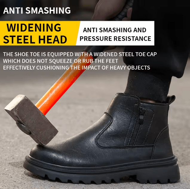 Mens Safety Steel Toe Work Boots Brown Leather Puncture Proof Protection Shoes