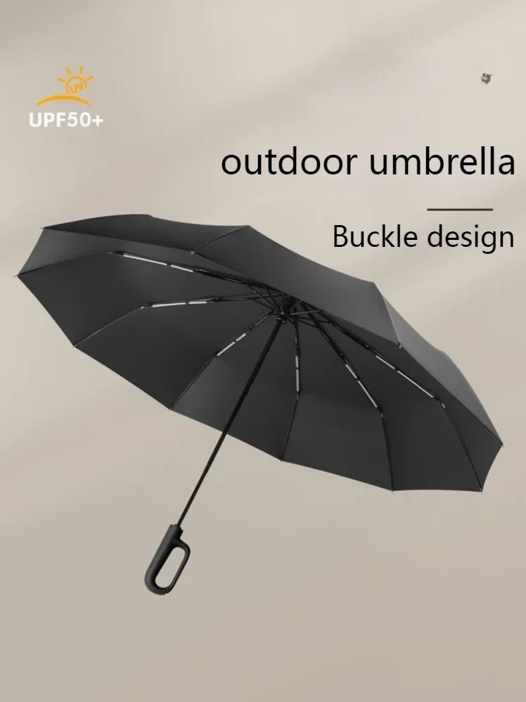 TINSOL Fully Automatic Ring Buckle Umbrella - Extra Large, Strong Windproof Sun & Rain Protection