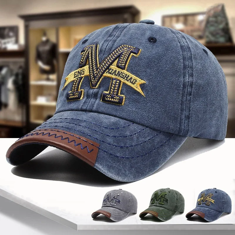 High Quality Baseball Hat Letter M Embroidery Cotton Cap for Men Women, Snapback Gorras, Outdoor Sport Sun Hat