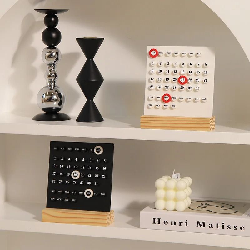 Modern Minimalist Perpetual Desk Calendar – Creative Reusable Desktop Decor