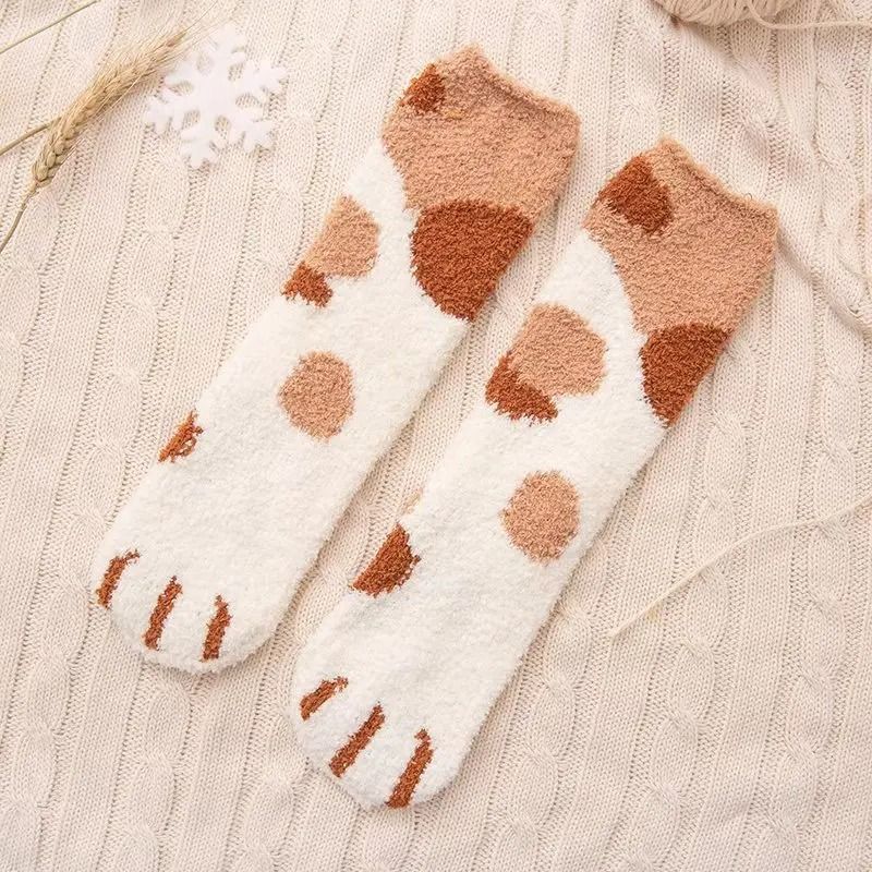 Women Winter Warm Fluffy Animal Paw Fuzzy Socks
