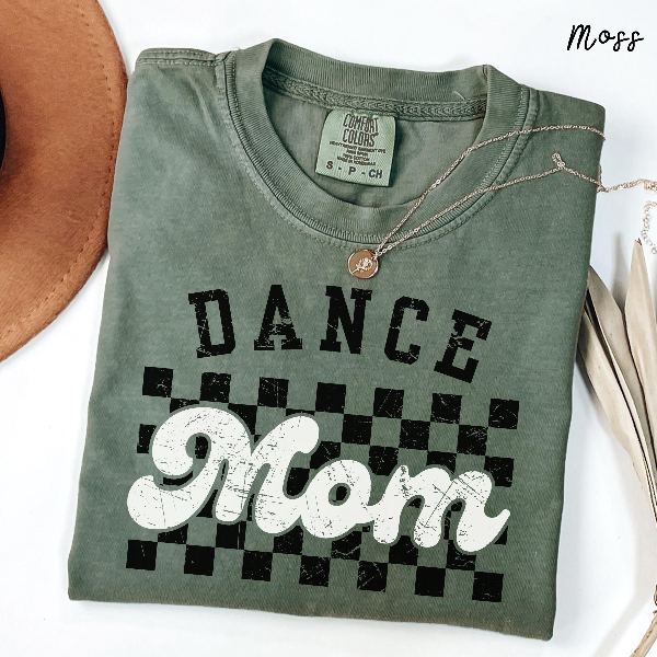 Dance Mom Checkered Shirt Retro Graphic Tee Trendy Recital Mom T-Shirt Casual Womens Top
