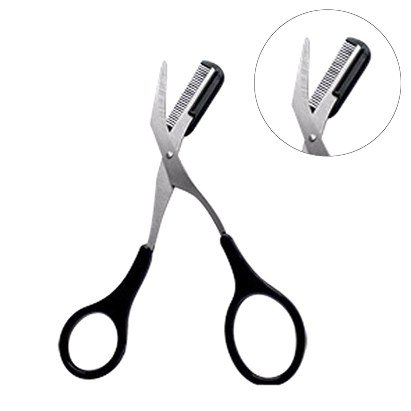 Stainless Steel Eyebrow Trimmer Scissor with Comb, Safety Eyelash Scissors for Men and Women, Face Razor Makeup