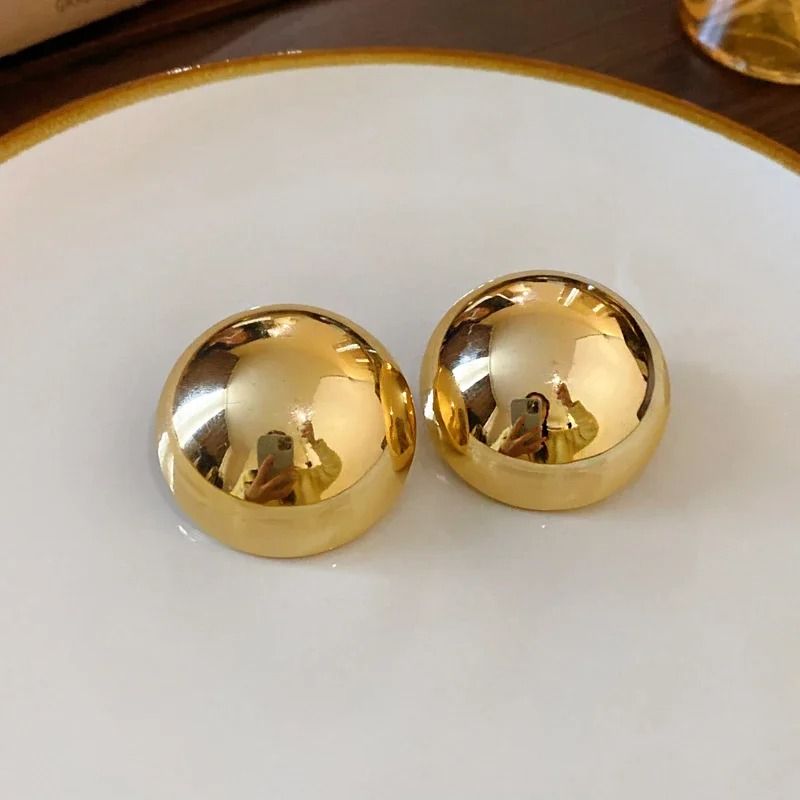 Smooth Metal Ball Stud Earrings