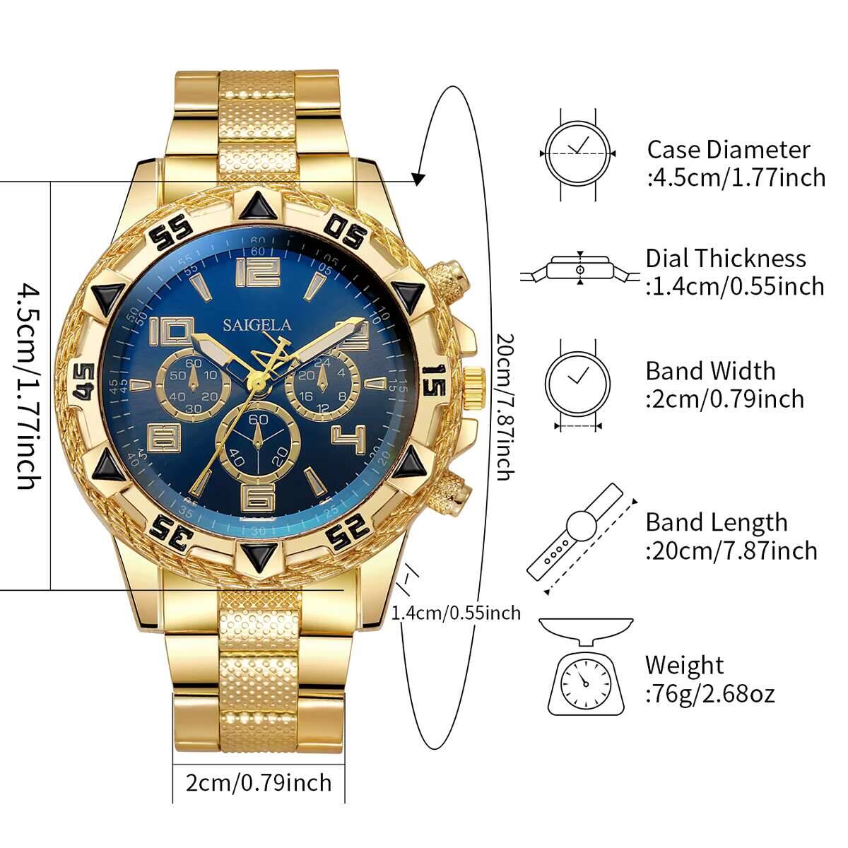 Large Dial Mens Quartz Watch Stylish Business & Casual Timepiece