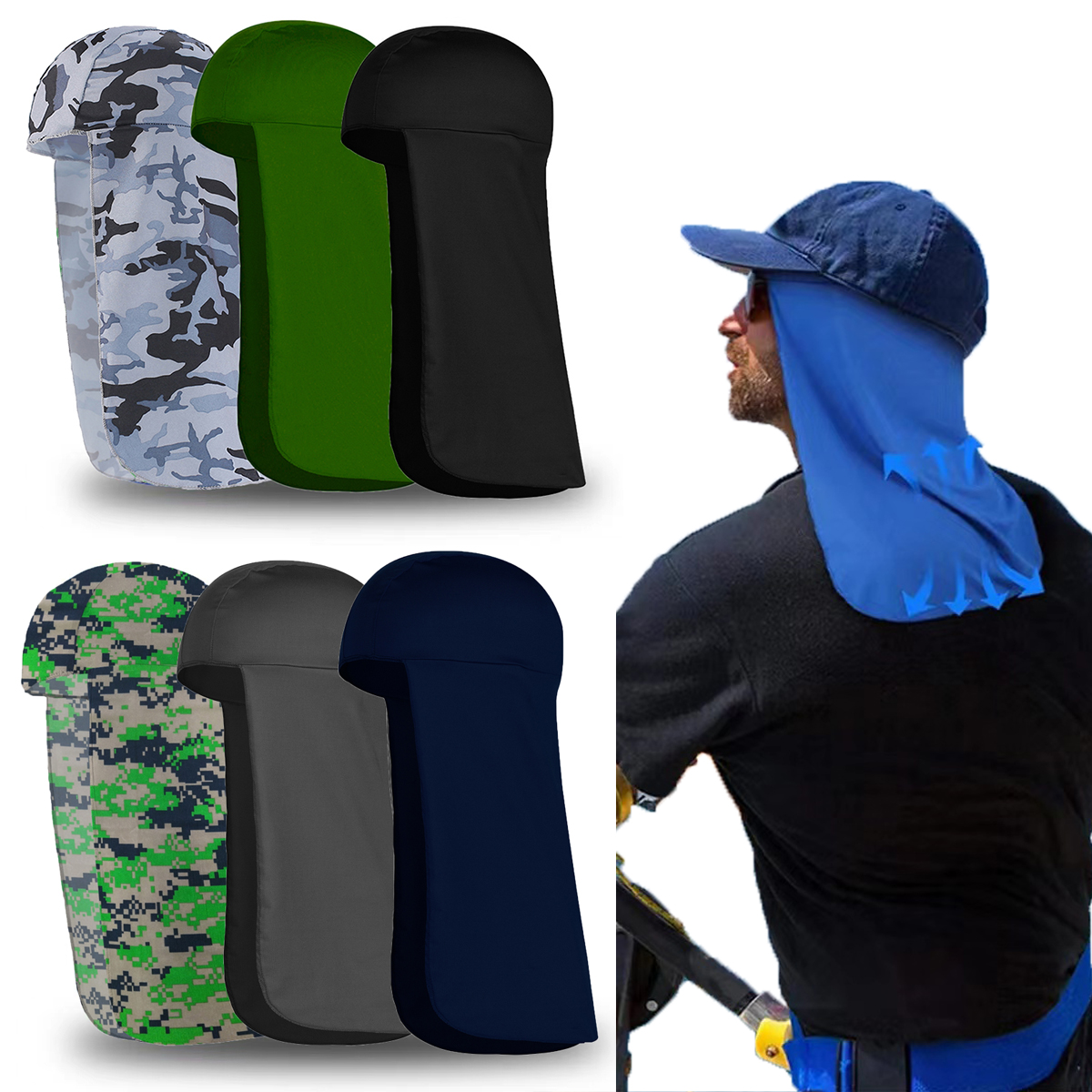 Cooling Cap Elastic Sun Shade Hat with UV Protection and Neck Shield for Outdoor Activities