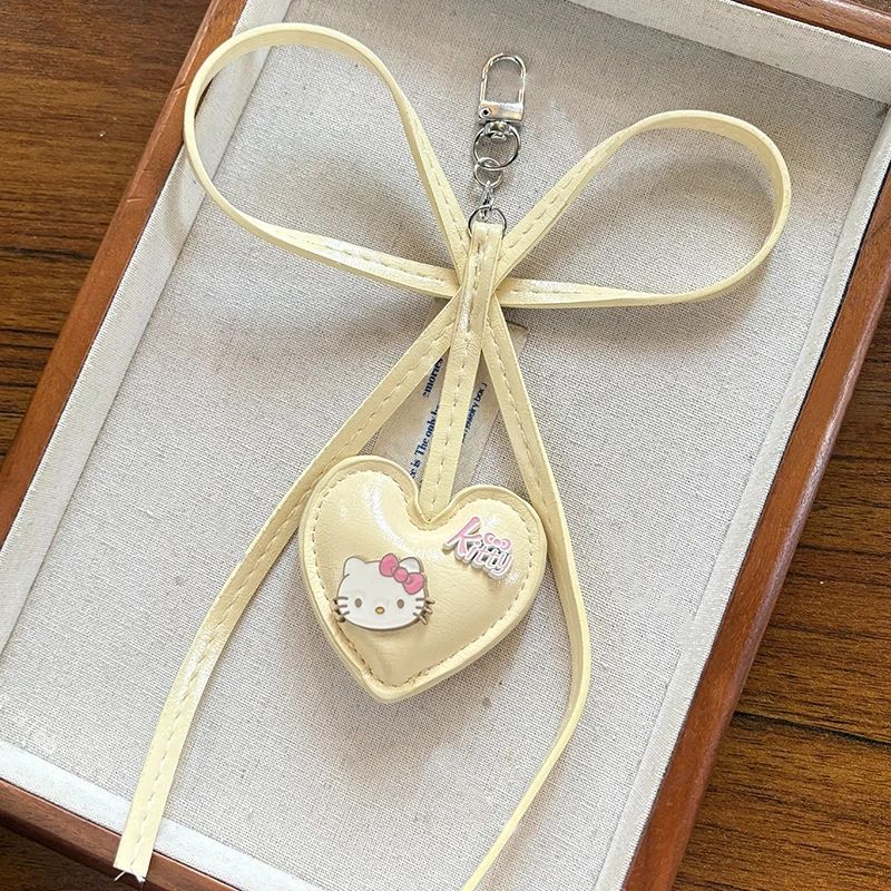 Cute Cartoon Kitten Plush Keychain – Heart Shaped PP Cotton Backpack & Car Hanging Pendant Gift