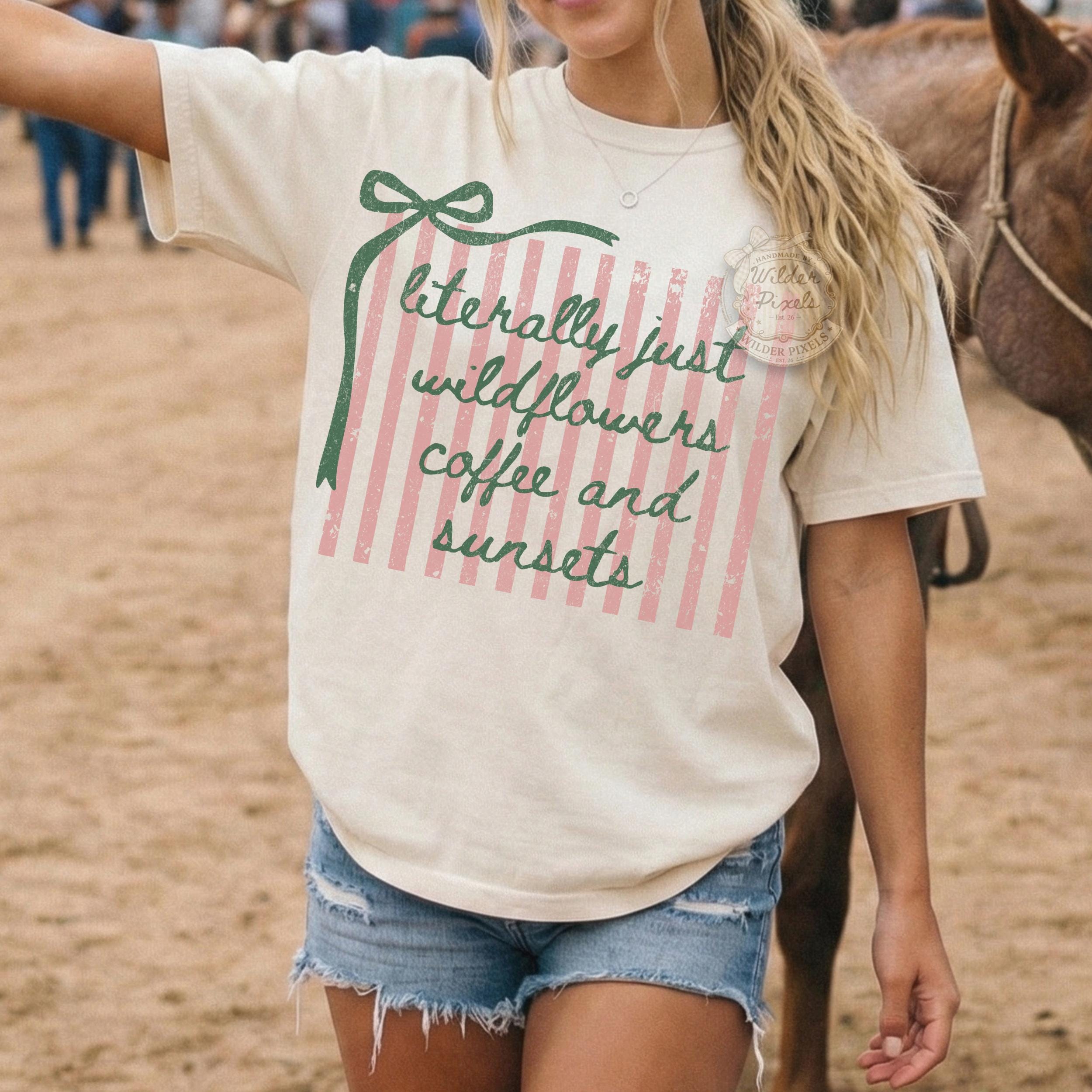 Cowgirl Shirt Beautiful Wildflower Colored Midwest Western Graphic Tee Gift