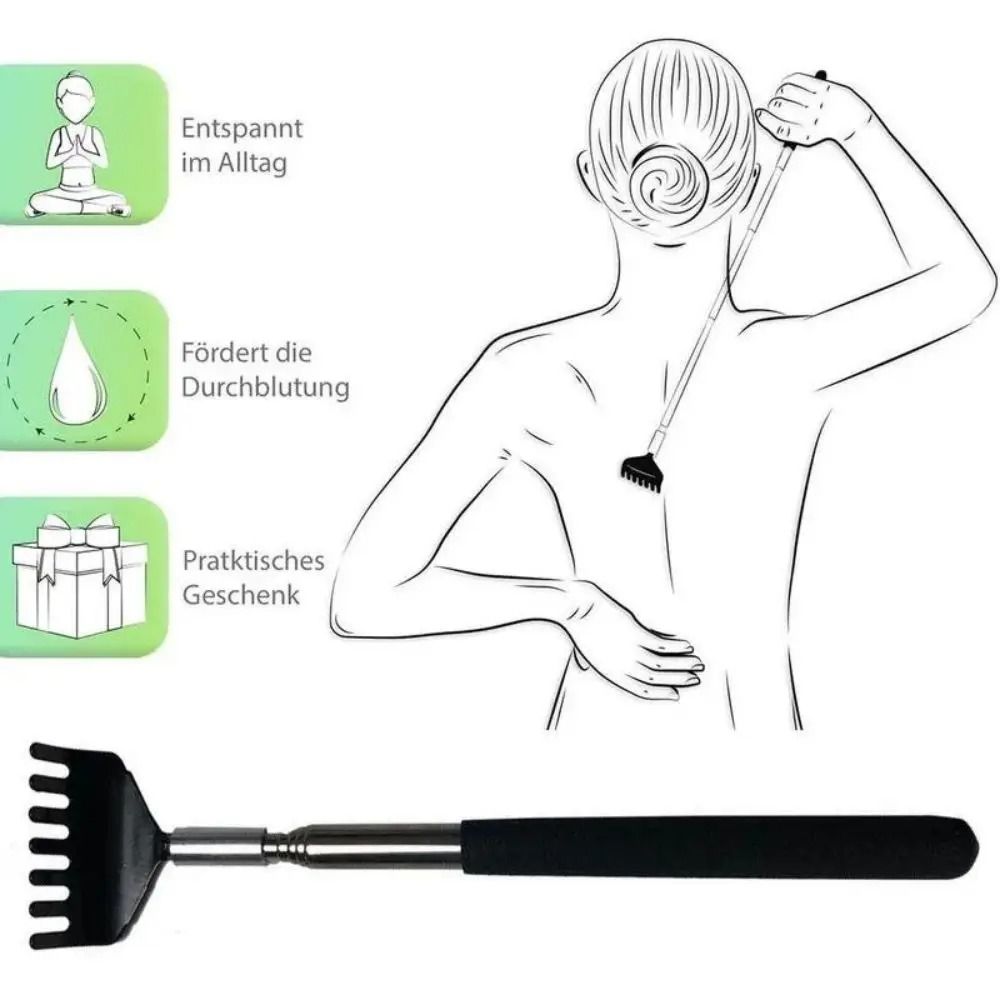 Telescopic Stainless Steel Back Scratcher Massager with Carry Bag