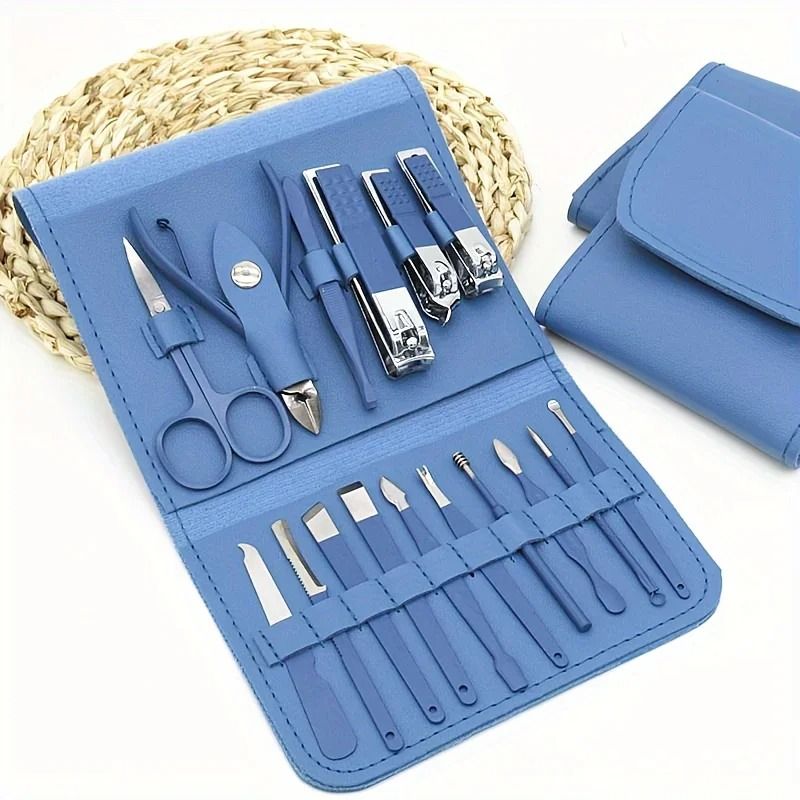 16-Piece Stainless Steel Manicure & Grooming Kit – Precision Nail Clippers & Cuticle Set with Luxury Travel Case