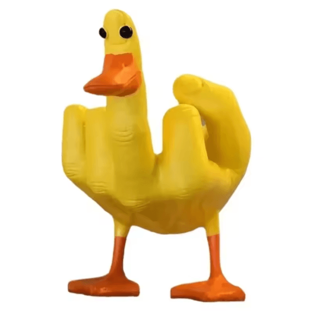 Cheeky Middle Finger Duck Statue – Funny Resin Desk Decor & Gift