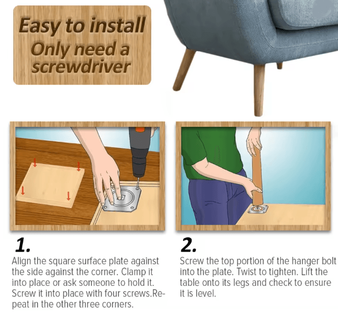 Solid Wood Furniture Legs Replacement Feet Set of 4