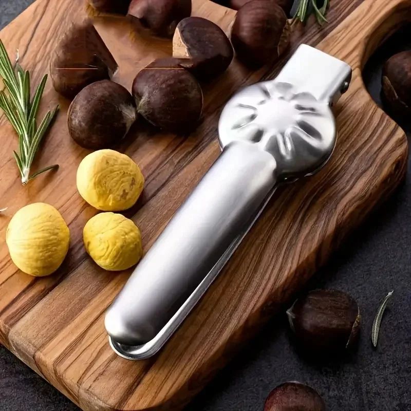 Stainless Steel Chestnut Opener Cross-Serrated Nut Cracker Clip Cutter