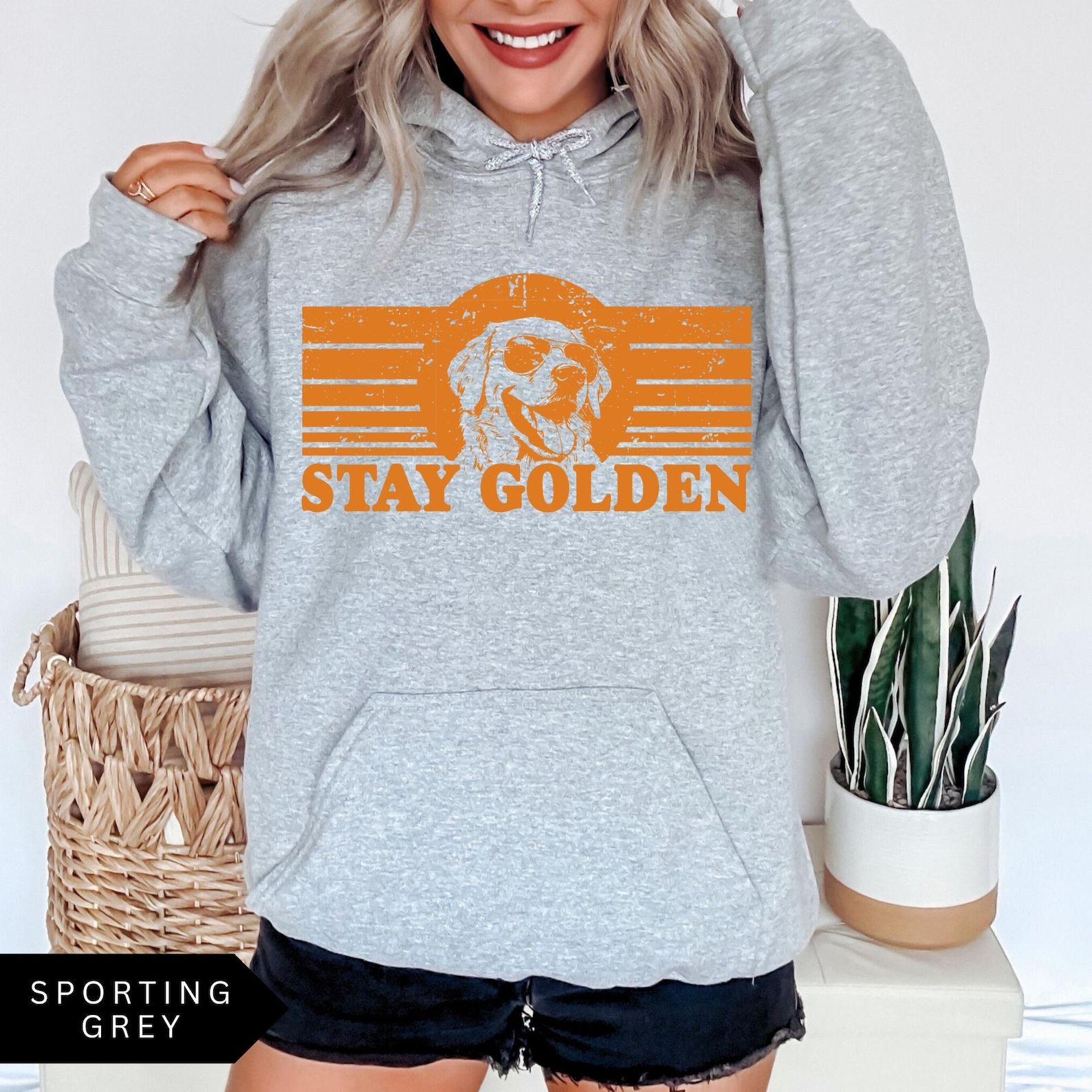 Stay Golden Hoodie Funny Golden Retriever Shirt, Unisex Retro Dog Lover Hoodie