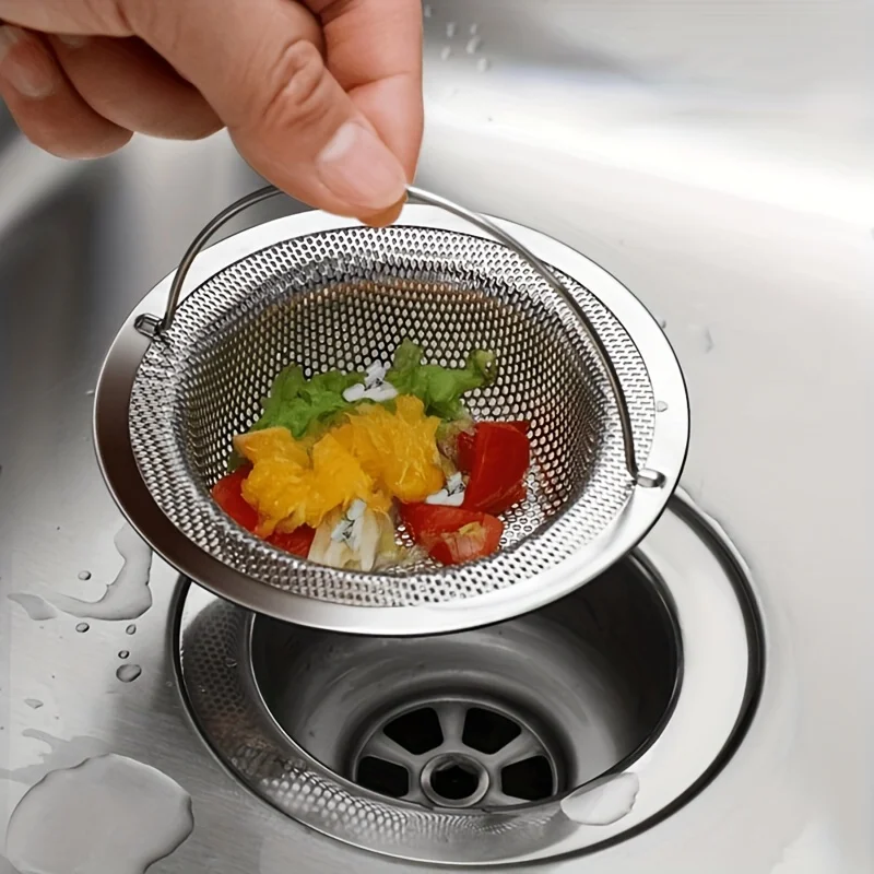 Stainless Steel Bathtub Hair Catcher Stopper Drain Hole Filter with Handle for Kitchen & Bathroom