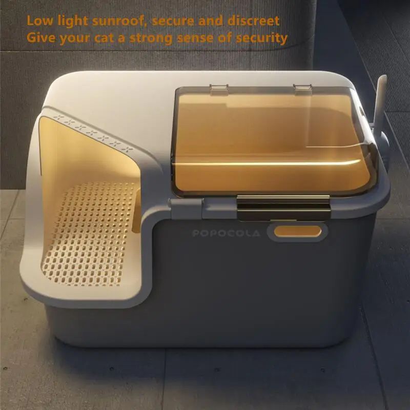 Large Corridor Style Enclosed Cat Litter Box With Lid Odor Control and Splash Proof Design